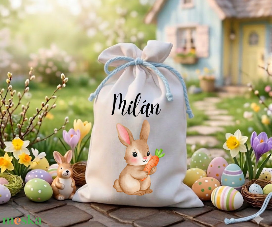 Névre szóló húsvéti tojásgyűjtő zsák  - ünnepi díszek, dekorációk - húsvéti díszek és dekorációk - húsvéti tojástartó - Meska.hu