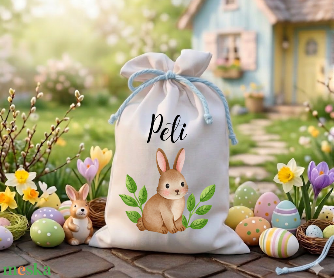 Névre szóló húsvéti tojásgyűjtő zsák  - ünnepi díszek, dekorációk - húsvéti díszek és dekorációk - húsvéti tojástartó - Meska.hu