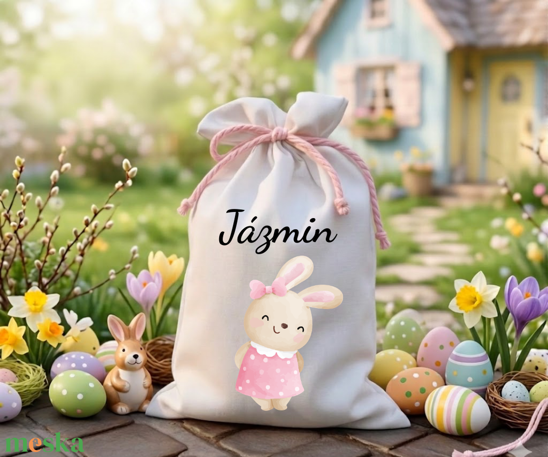 Névre szóló húsvéti tojásgyűjtő zsák  - ünnepi díszek, dekorációk - húsvéti díszek és dekorációk - húsvéti tojástartó - Meska.hu