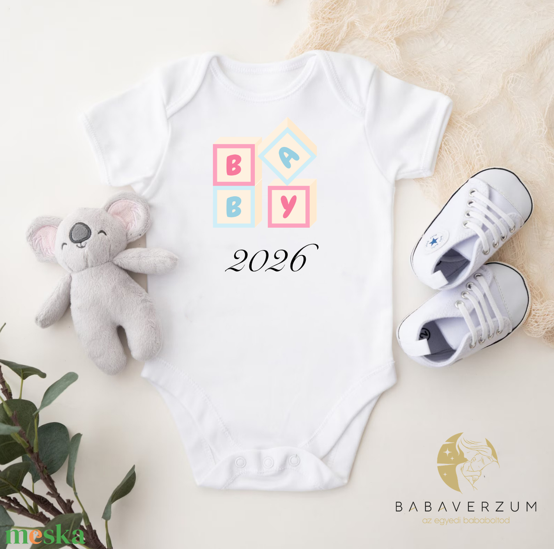 Bababejelentő body egyedi mintával - baba - mama - babaemlékek - bababejelentők - Meska.hu