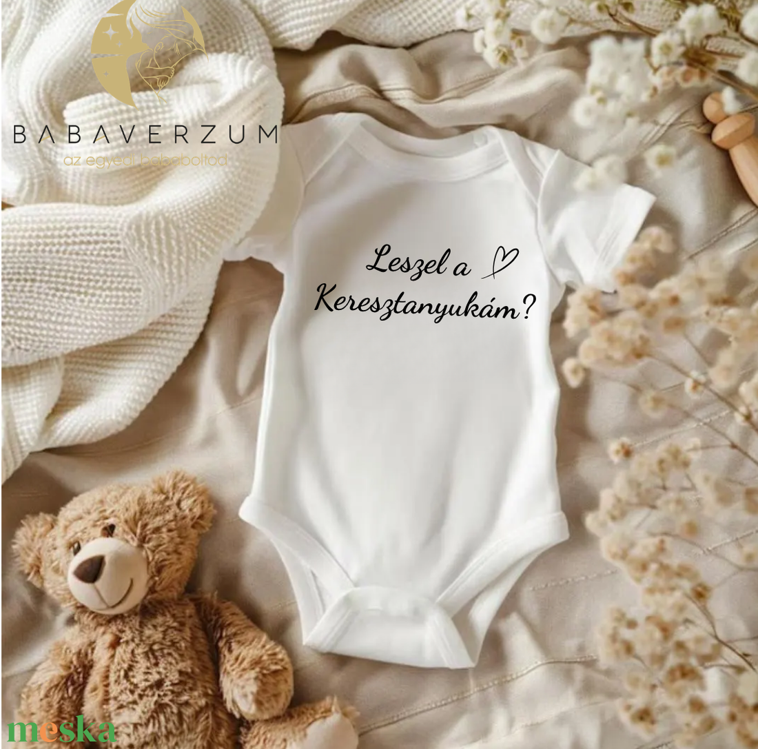 Keresztanya felkérő body  - baba - mama - keresztelő kellékek - keresztszülő felkérő - Meska.hu
