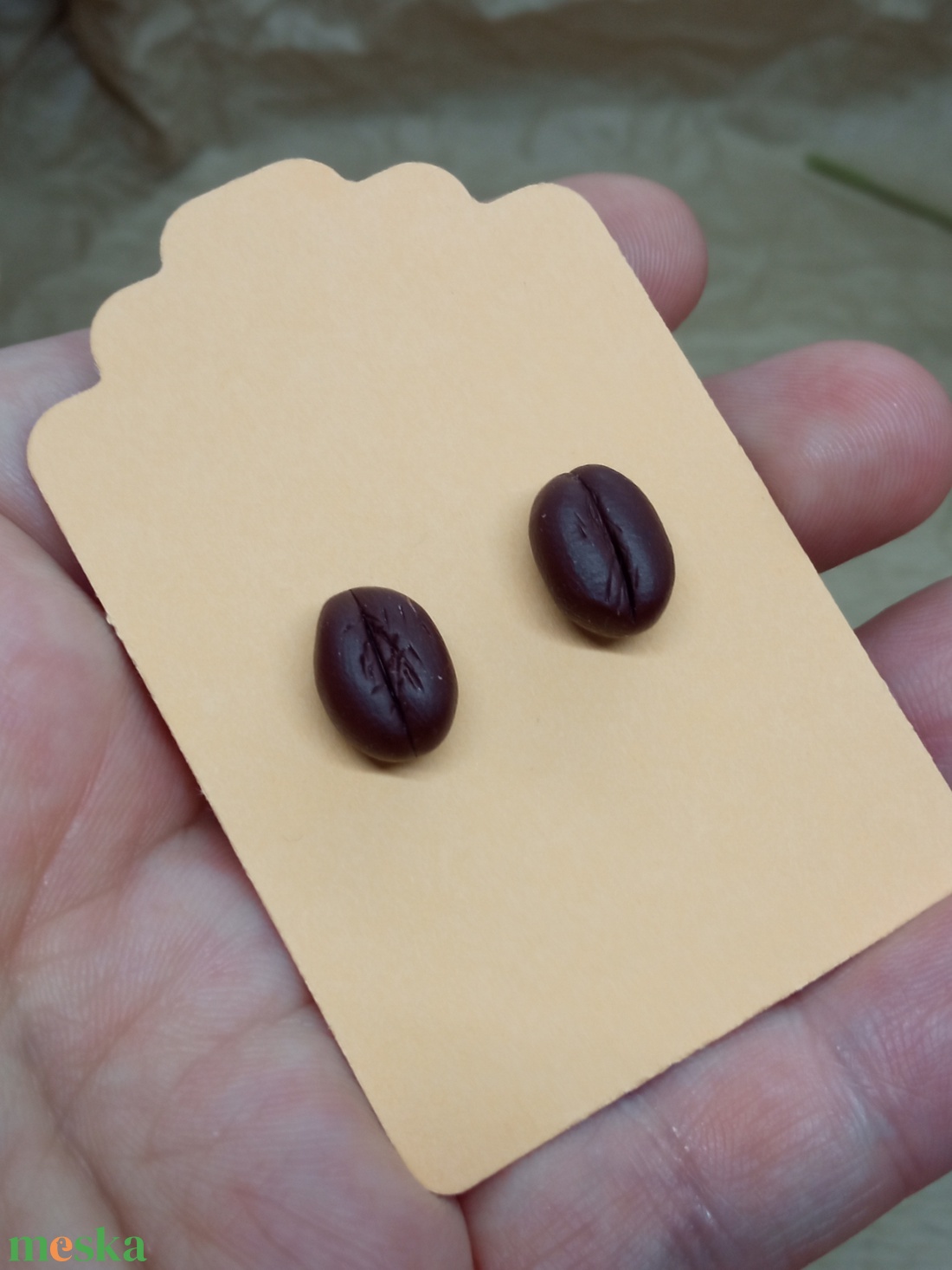 Kávészem bedugós  fülbevaló  - ékszer - fülbevaló - pötty fülbevaló - Meska.hu