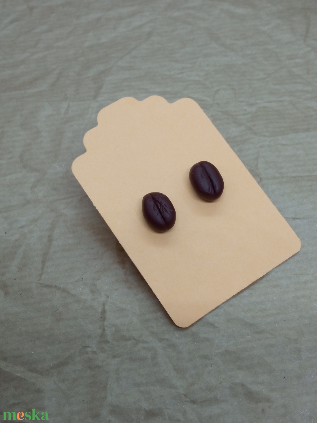 Kávészem bedugós  fülbevaló  - ékszer - fülbevaló - pötty fülbevaló - Meska.hu