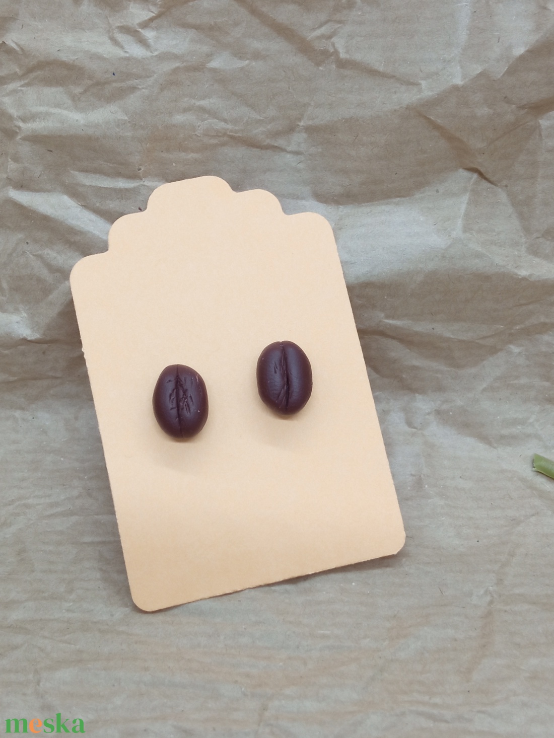 Kávészem bedugós  fülbevaló  - ékszer - fülbevaló - pötty fülbevaló - Meska.hu