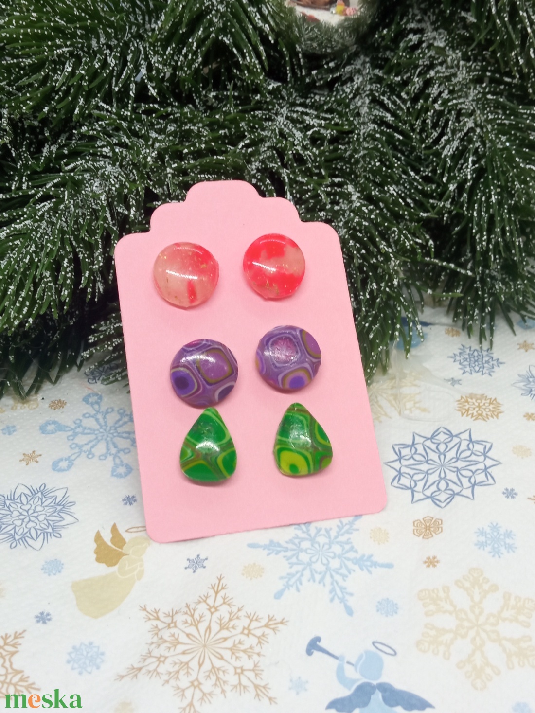 Vidám Pici bedugós fülbevaló szett - ékszer - fülbevaló - pötty fülbevaló - Meska.hu