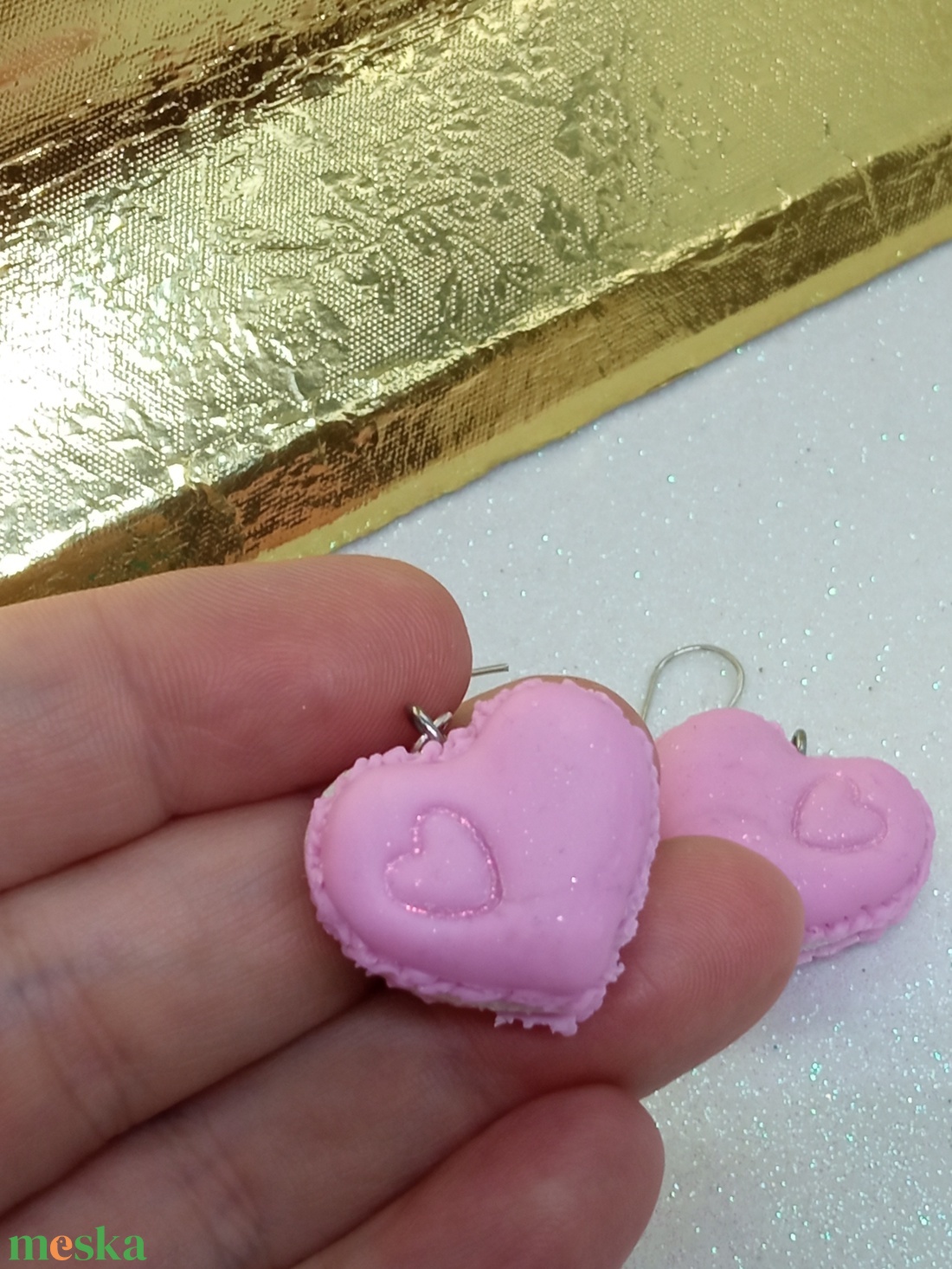 Rózsaszín Sziv Macaron fülbevaló - ékszer - fülbevaló - lógó fülbevaló - Meska.hu Rózsaszín Sziv Macaron fülbevaló - ékszer - fülbevaló - lógó fülbevaló - Meska.hu