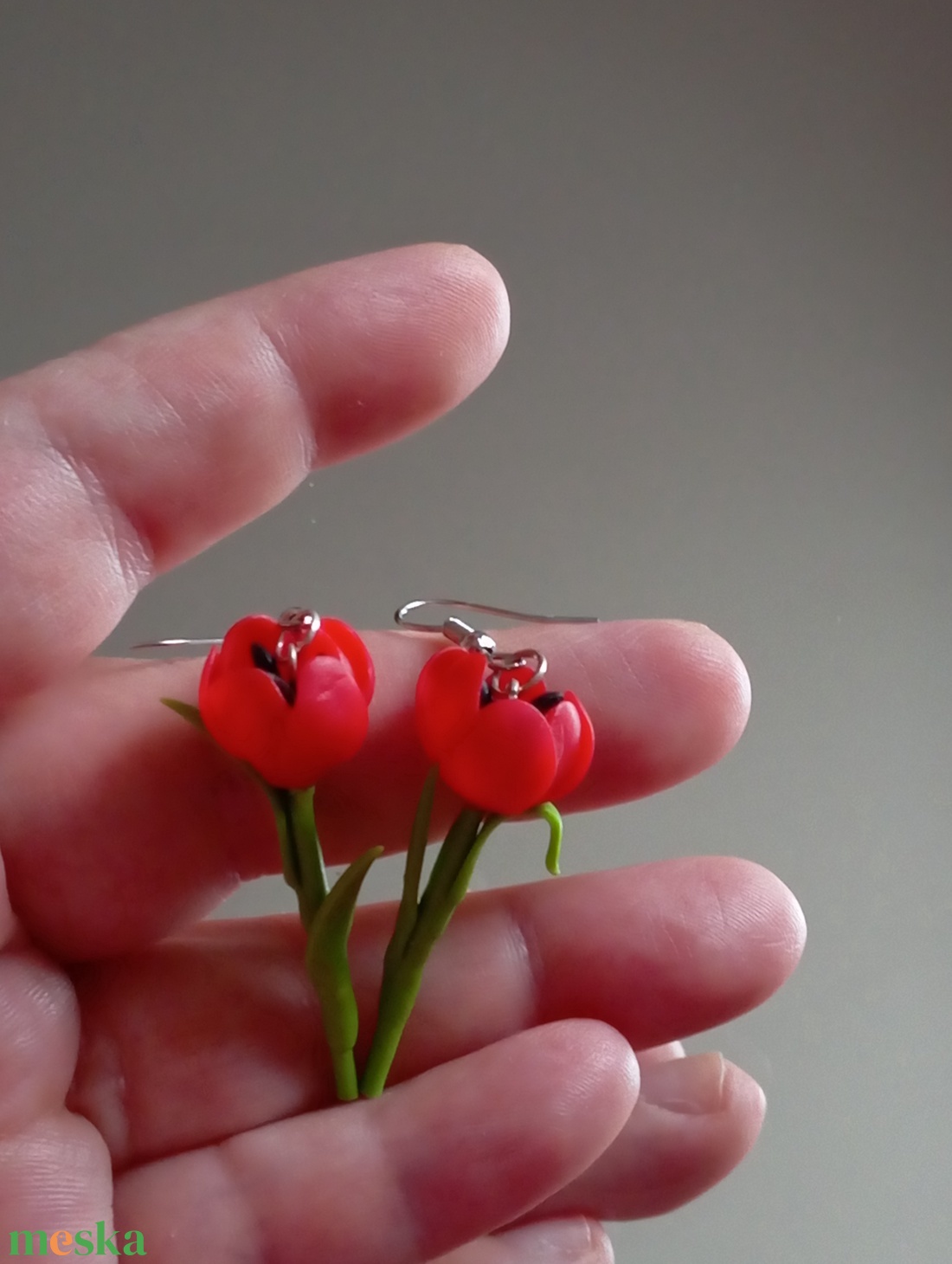 Piros Tulipán fülbevaló - ékszer - fülbevaló - lógó fülbevaló - Meska.hu Piros Tulipán fülbevaló - ékszer - fülbevaló - lógó fülbevaló - Meska.hu