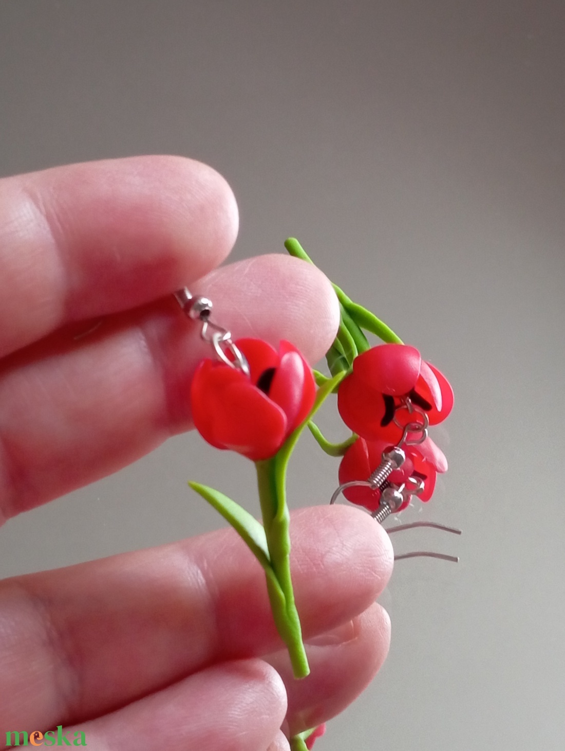 Piros Tulipán fülbevaló - ékszer - fülbevaló - lógó fülbevaló - Meska.hu Piros Tulipán fülbevaló - ékszer - fülbevaló - lógó fülbevaló - Meska.hu