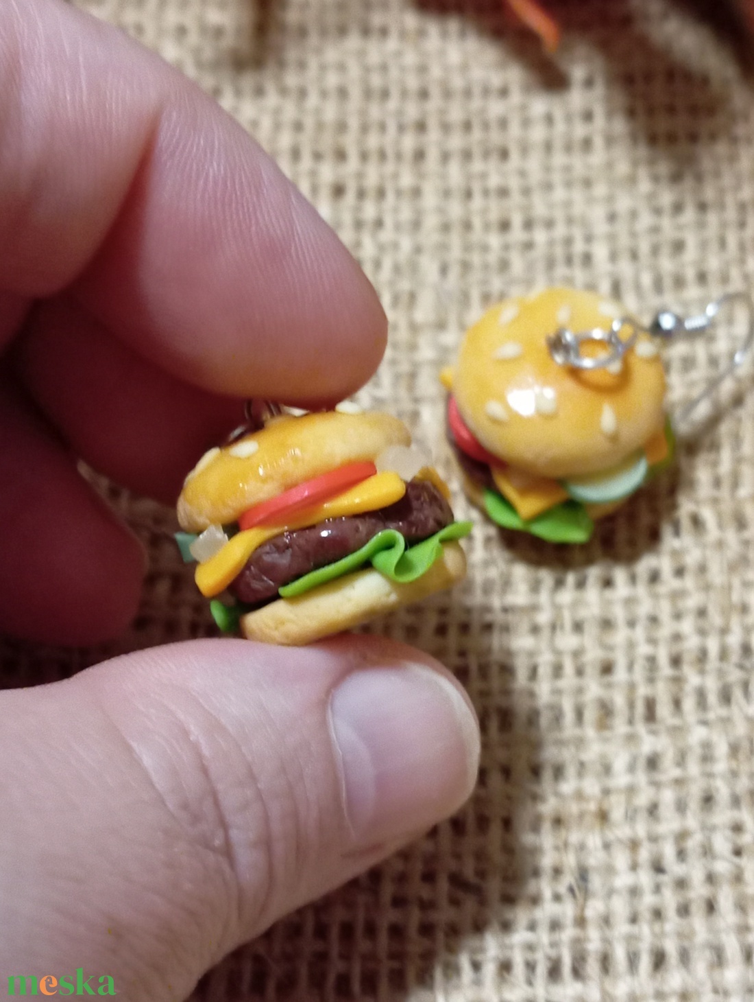 Marha Burger  fülbevaló  - ékszer - fülbevaló - lógó fülbevaló - Meska.hu