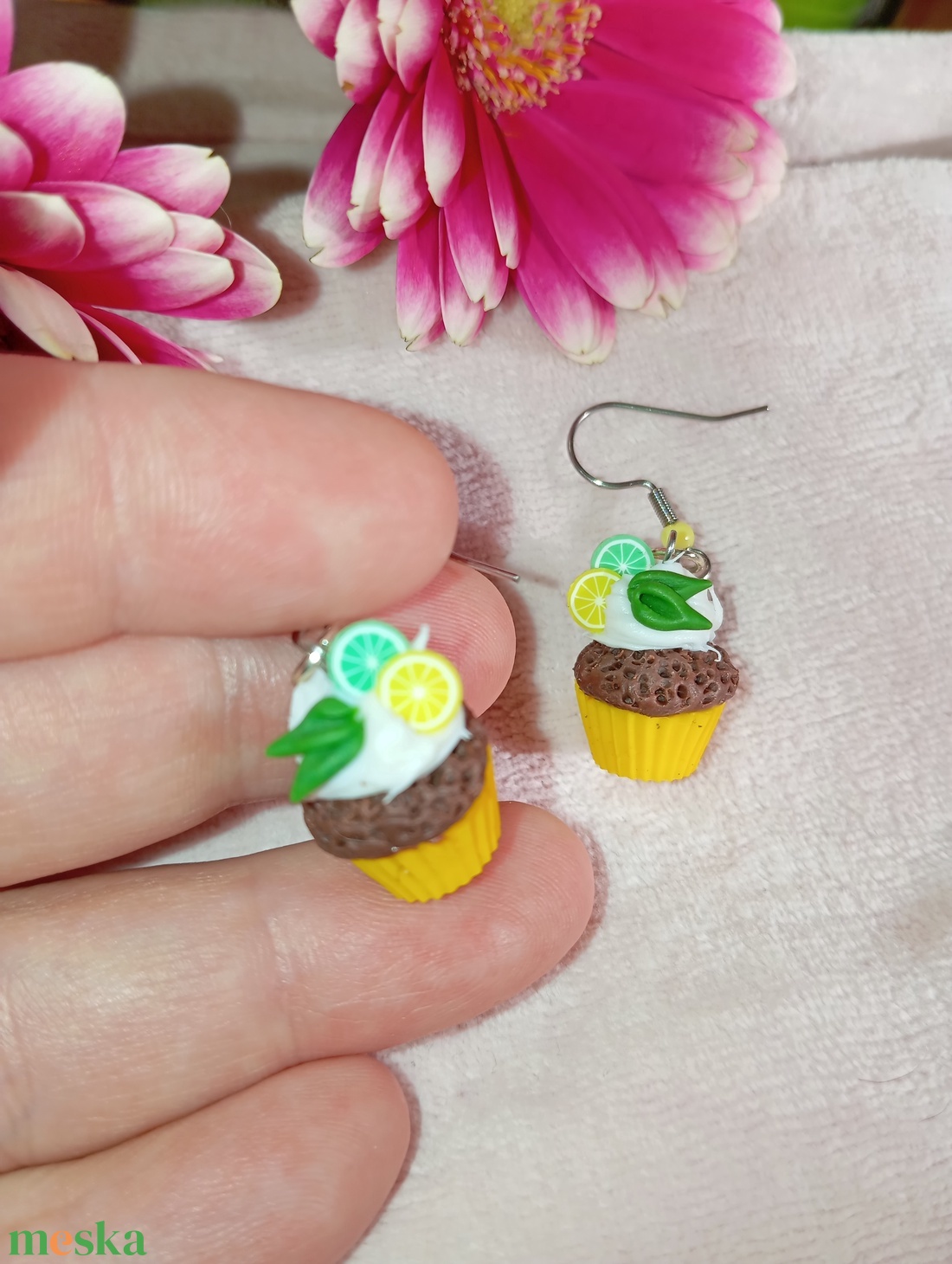 Citrusos Muffin fülbevaló  - ékszer - fülbevaló - lógó fülbevaló - Meska.hu