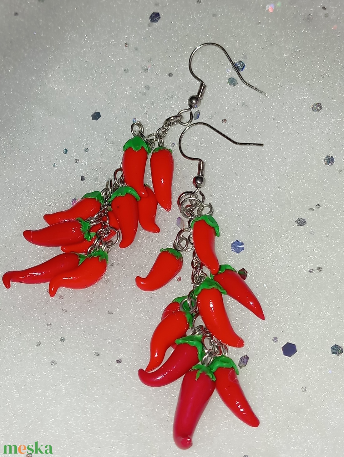 Paprika fűzér fülbevaló  - ékszer - fülbevaló - lógó fülbevaló - Meska.hu