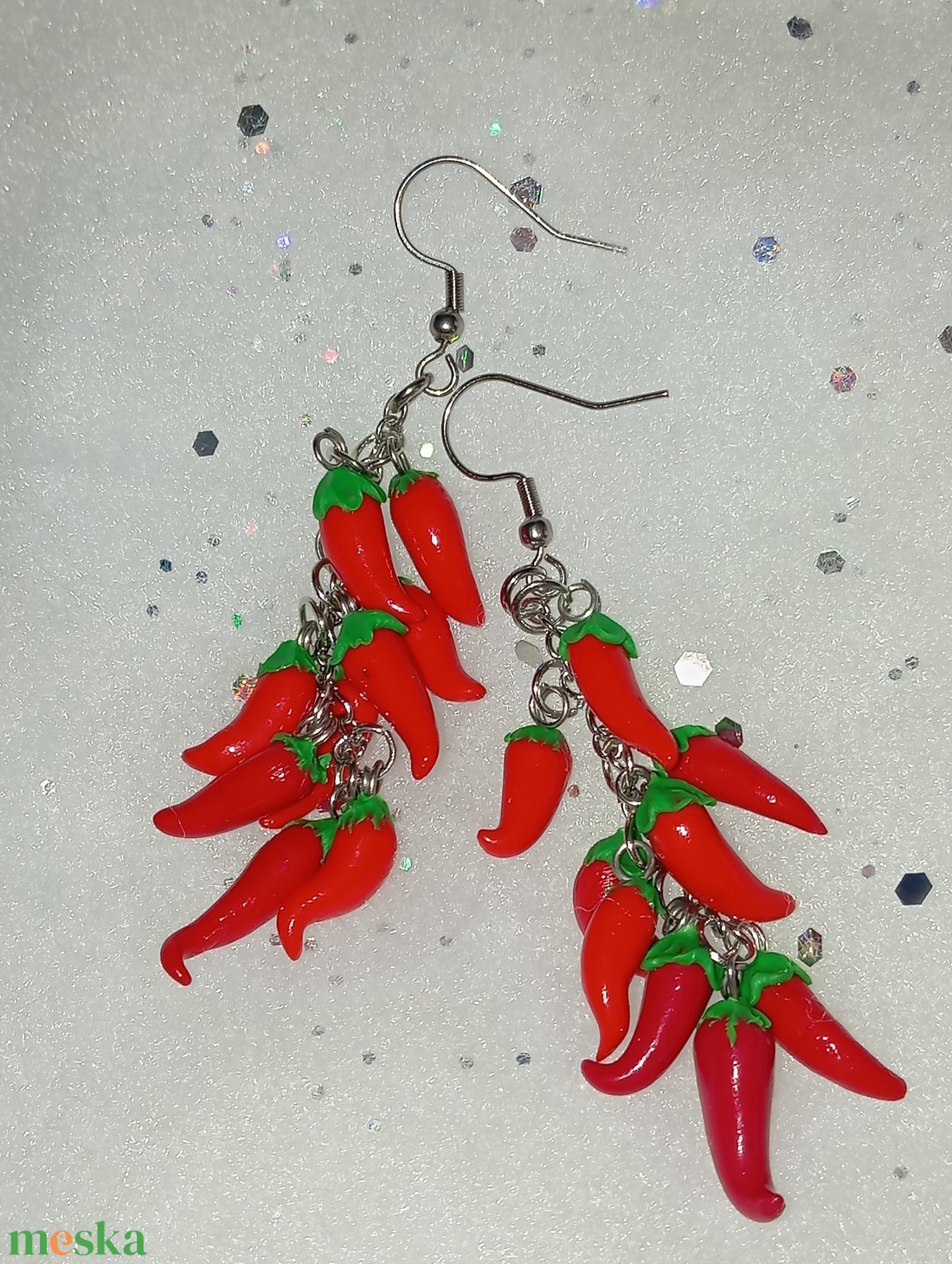 Paprika fűzér fülbevaló  - ékszer - fülbevaló - lógó fülbevaló - Meska.hu