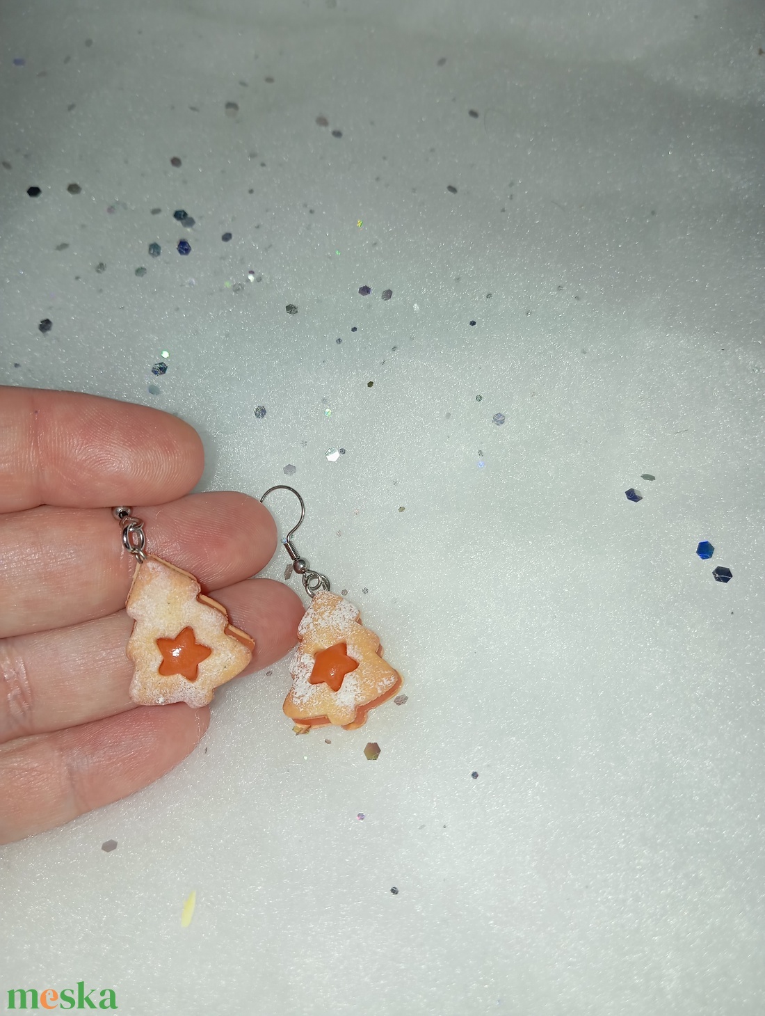 Karácsonyi linzer  fülbevaló   - ékszer - fülbevaló - lógó fülbevaló - Meska.hu