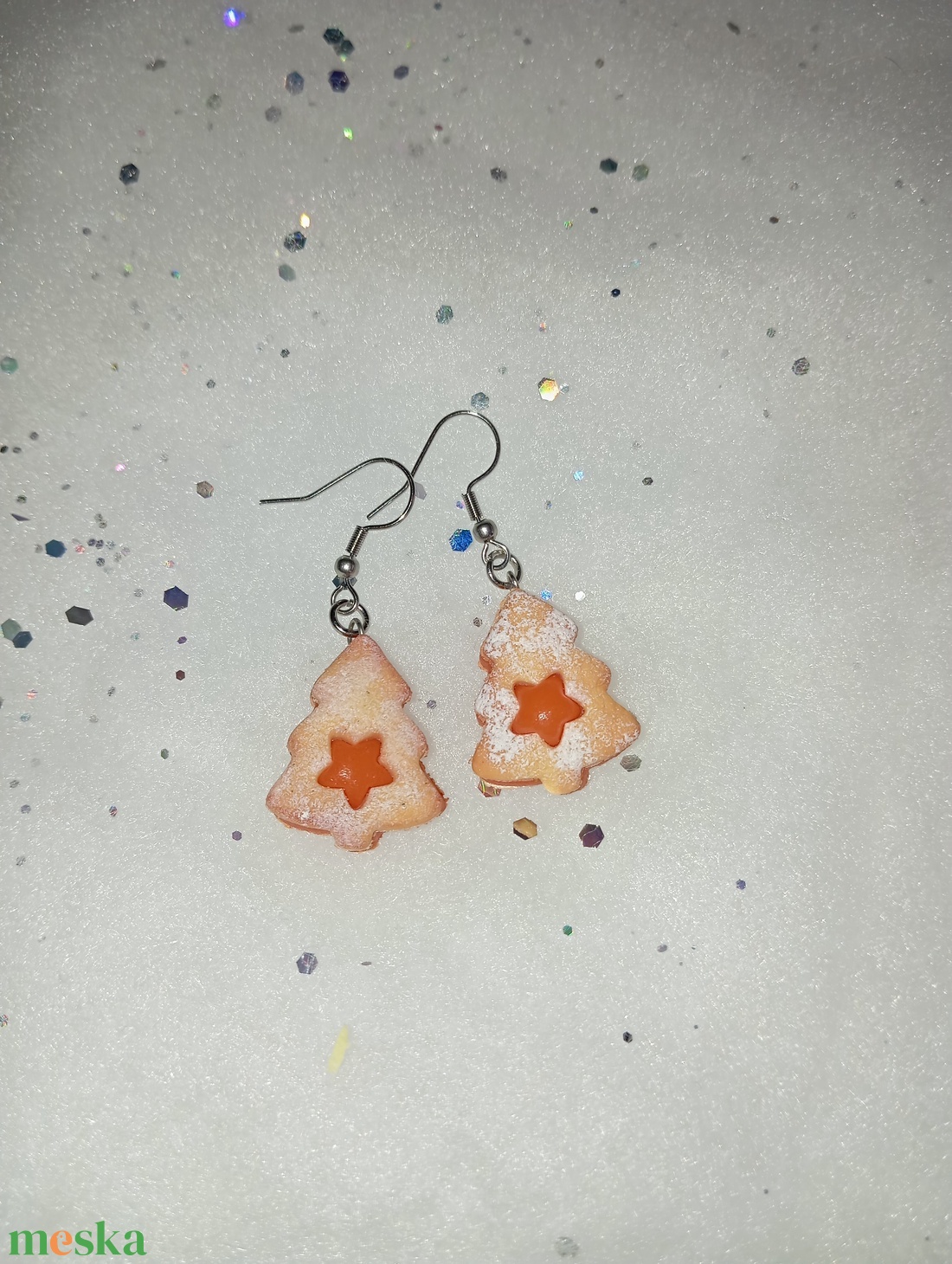 Karácsonyi linzer  fülbevaló   - ékszer - fülbevaló - lógó fülbevaló - Meska.hu