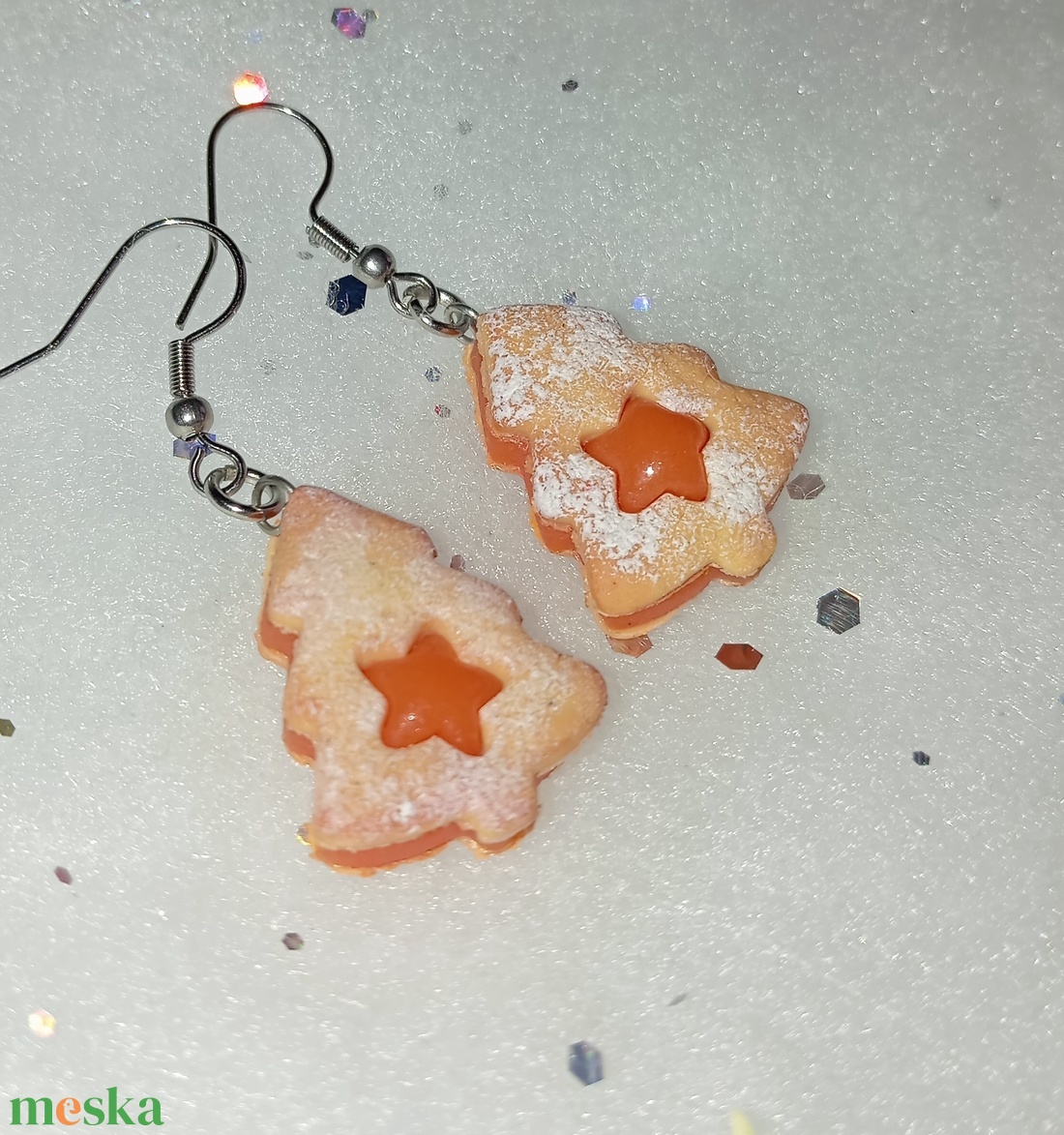 Karácsonyi linzer  fülbevaló   - ékszer - fülbevaló - lógó fülbevaló - Meska.hu