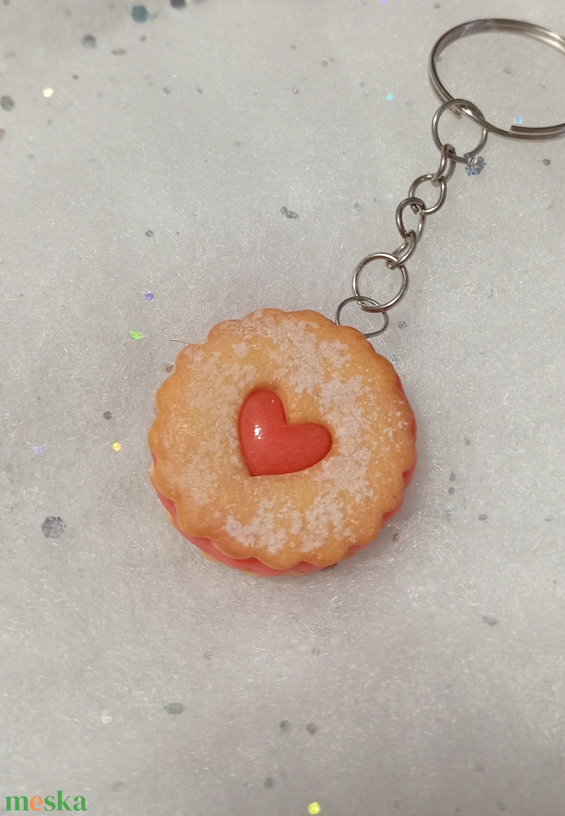 Karácsonyi szívecskés linzer kulcstartó  - táska & tok - kulcstartó & táskadísz - kulcstartó - Meska.hu