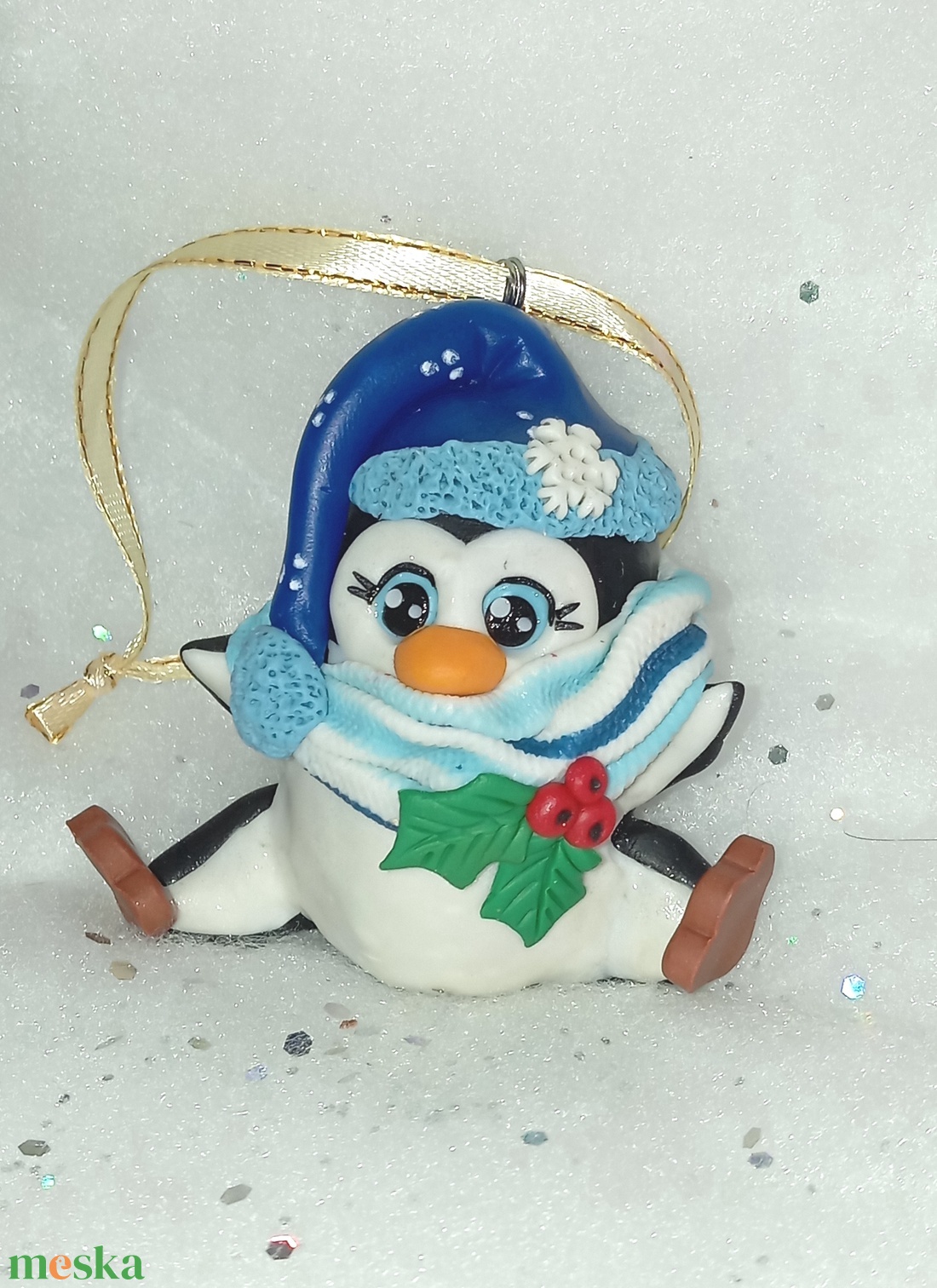 Cuki sapis sálas Pingvin Karácsonyfadísz - karácsony - karácsonyi lakásdekoráció - karácsonyfadíszek - Meska.hu