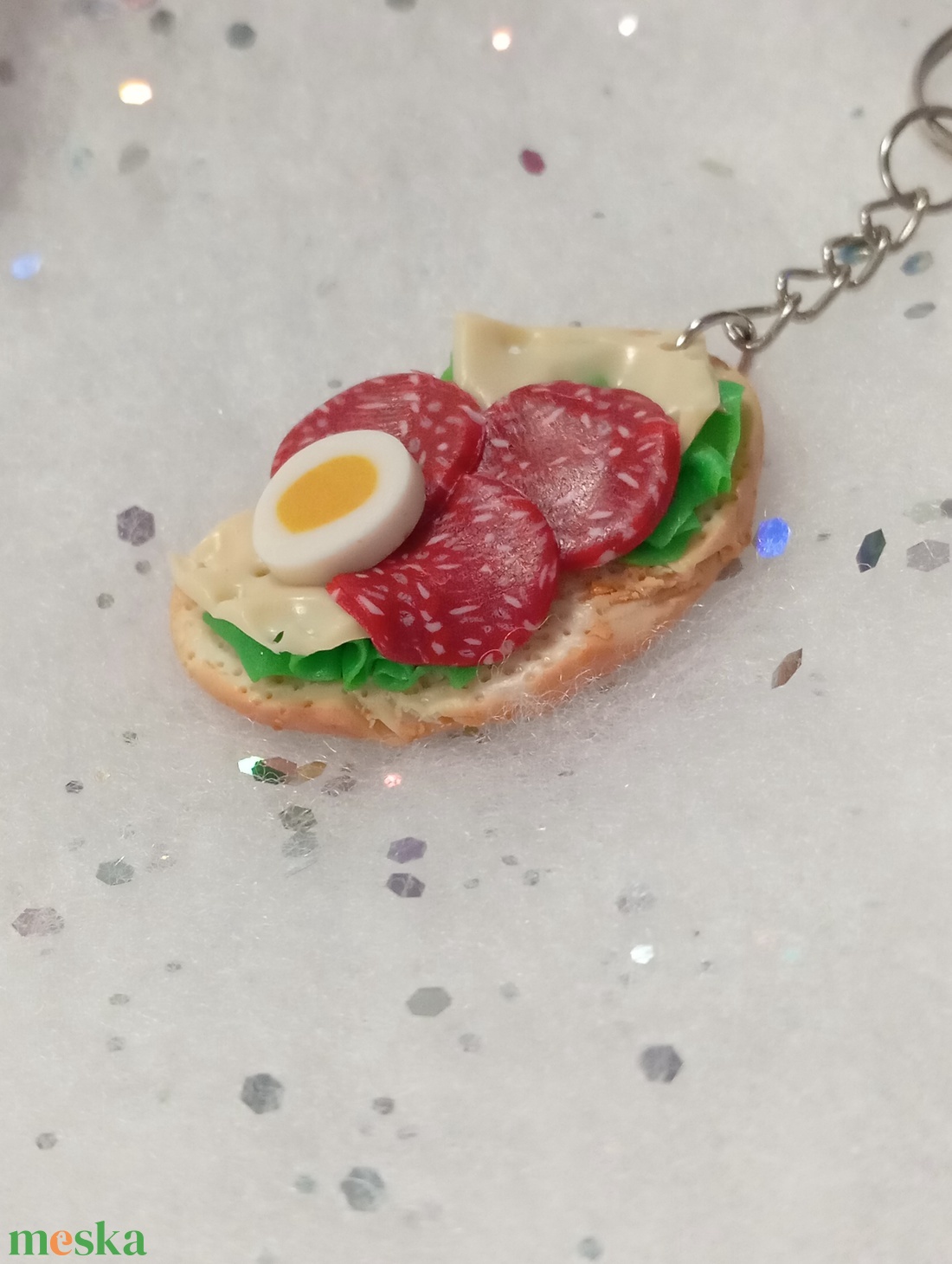 Retró Szalámis szendvics kulcstartó  - táska & tok - kulcstartó & táskadísz - kulcstartó - Meska.hu