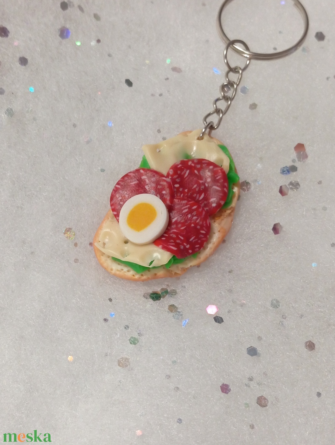 Retró Szalámis szendvics kulcstartó  - táska & tok - kulcstartó & táskadísz - kulcstartó - Meska.hu