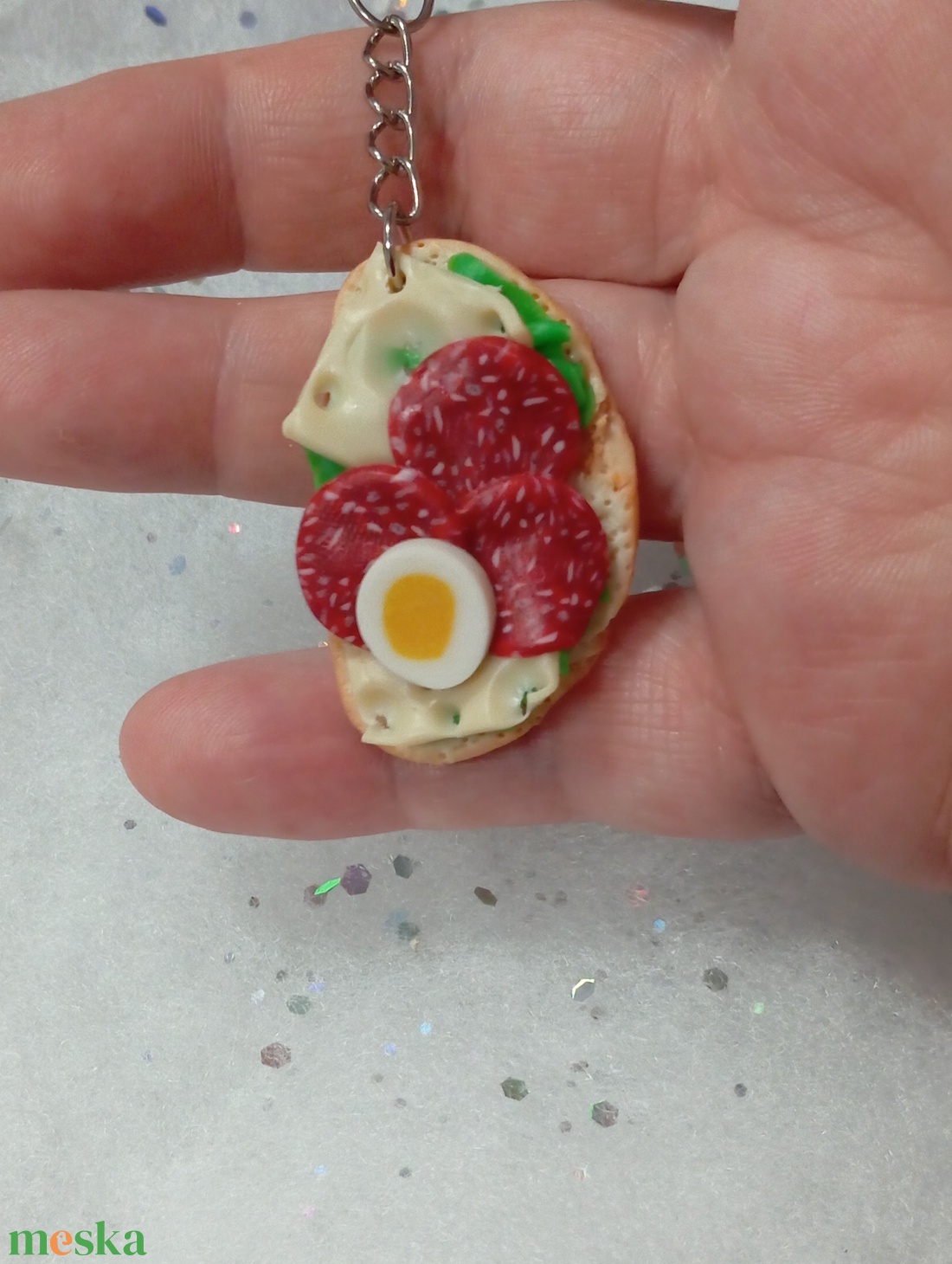 Retró Szalámis szendvics kulcstartó  - táska & tok - kulcstartó & táskadísz - kulcstartó - Meska.hu