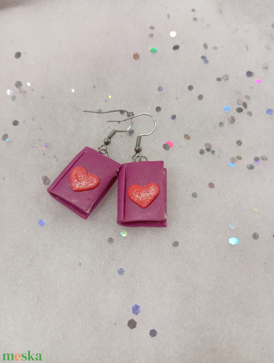 Mini könyvecske  fülbevaló  - ékszer - fülbevaló - lógó fülbevaló - Meska.hu