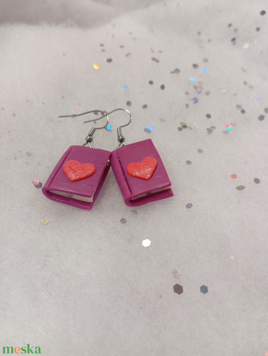 Mini könyvecske  fülbevaló  - ékszer - fülbevaló - lógó fülbevaló - Meska.hu