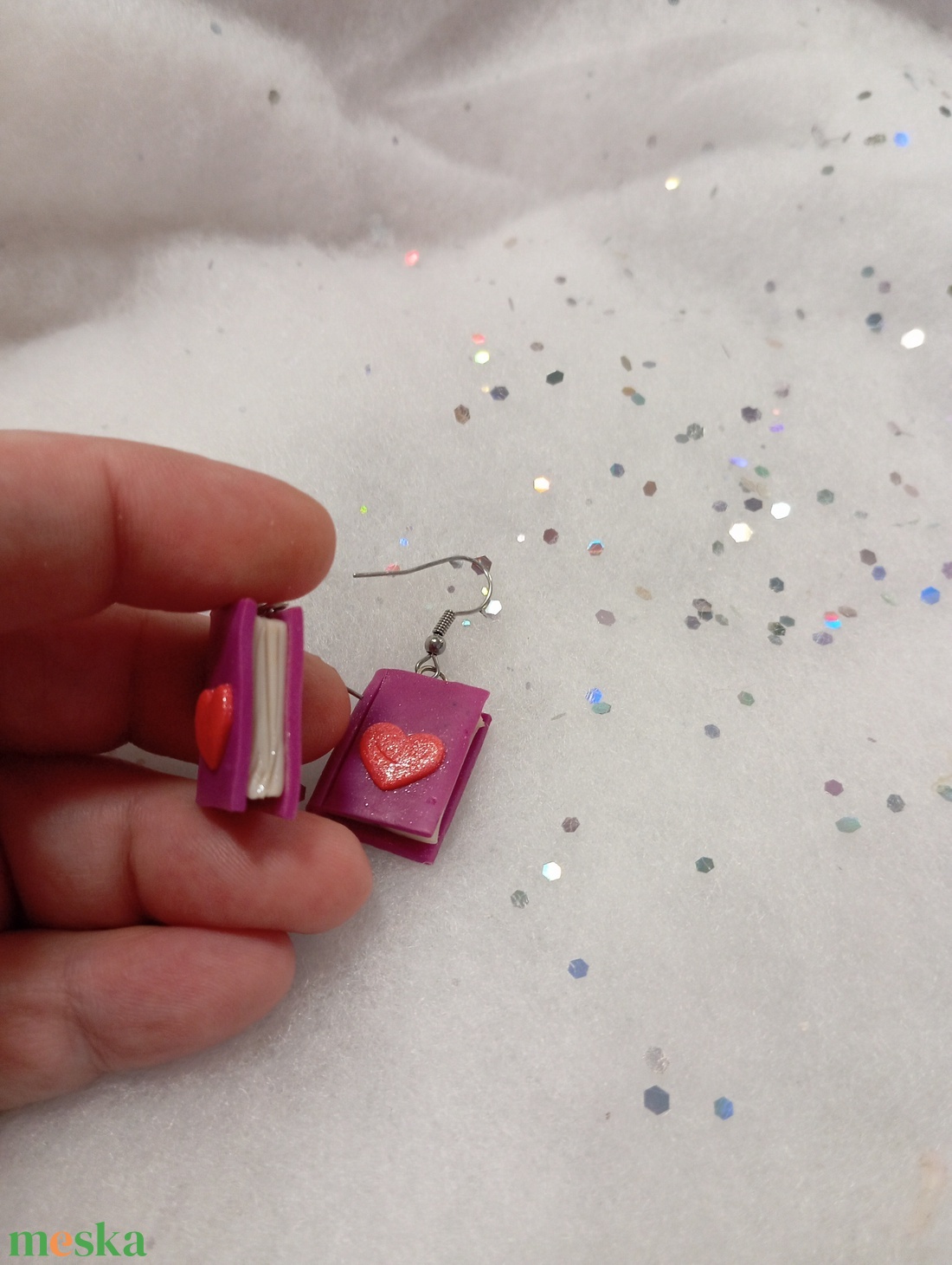 Mini könyvecske  fülbevaló  - ékszer - fülbevaló - lógó fülbevaló - Meska.hu