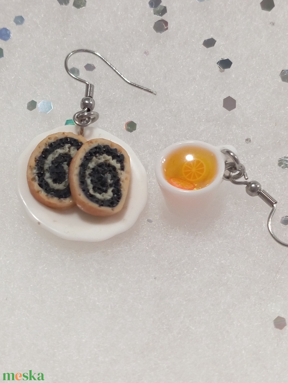 Bejglis Karácsonyi reggeli fülbevaló   - ékszer - fülbevaló - lógó fülbevaló - Meska.hu