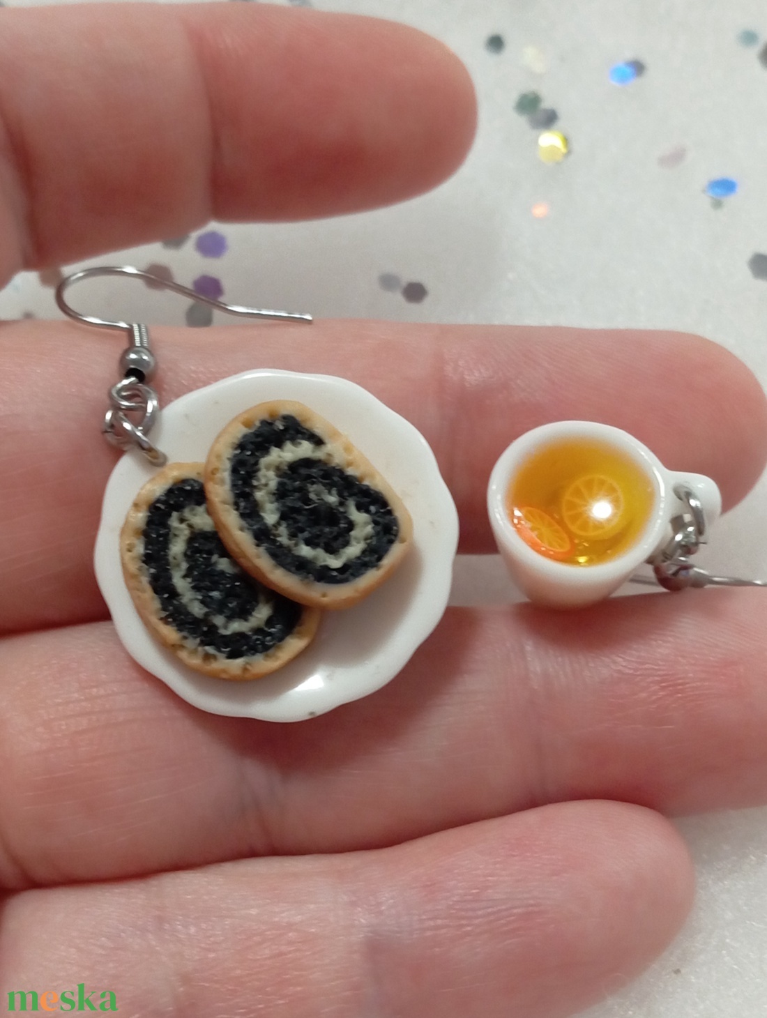 Bejglis Karácsonyi reggeli fülbevaló   - ékszer - fülbevaló - lógó fülbevaló - Meska.hu