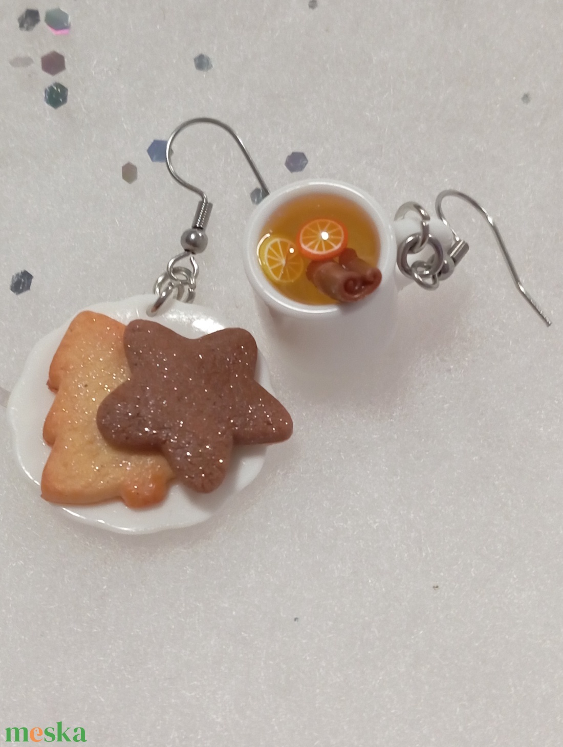 Linzeres Karácsonyi reggeli fülbevaló   - ékszer - fülbevaló - lógó fülbevaló - Meska.hu