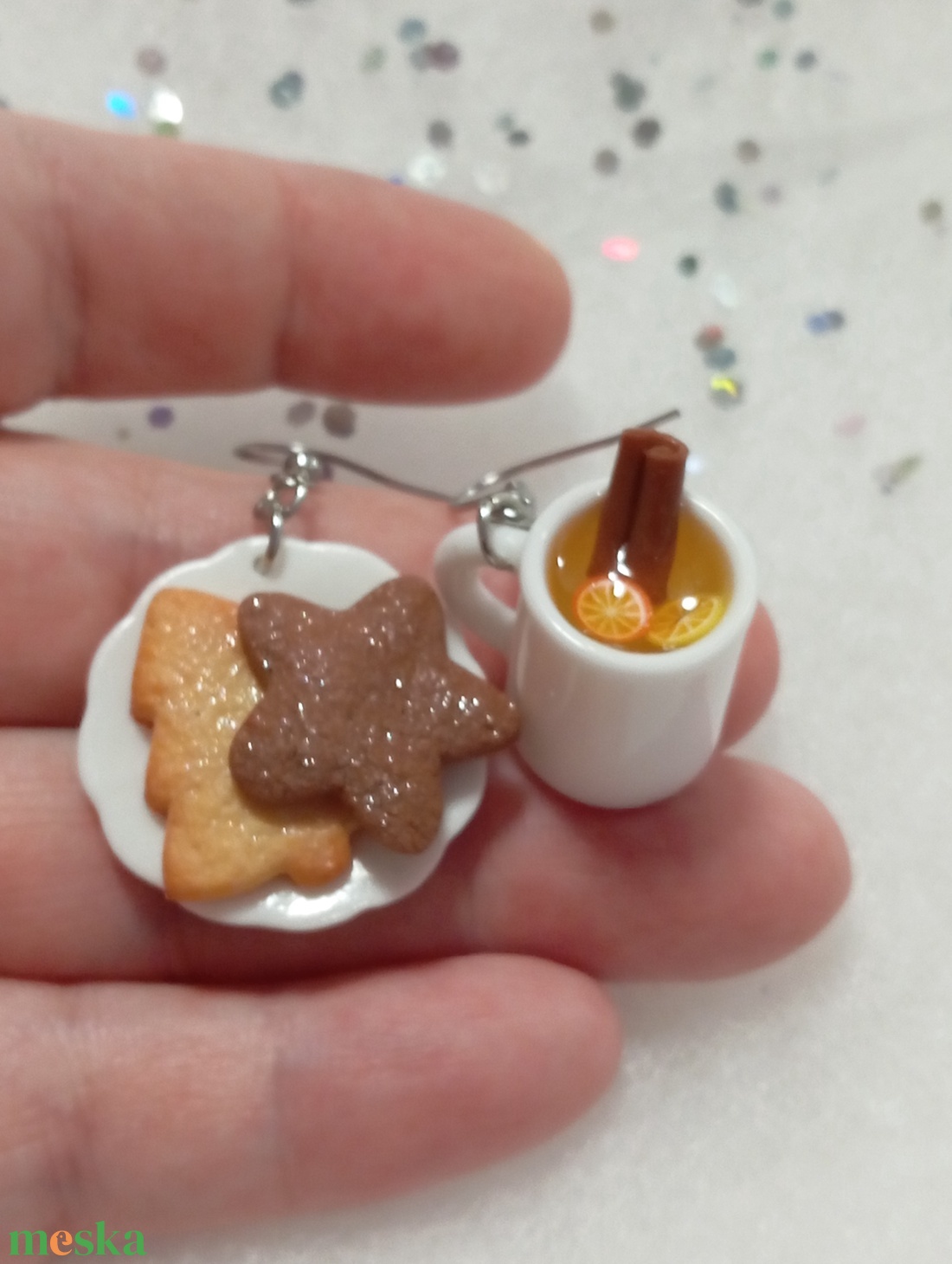 Linzeres Karácsonyi reggeli fülbevaló   - ékszer - fülbevaló - lógó fülbevaló - Meska.hu