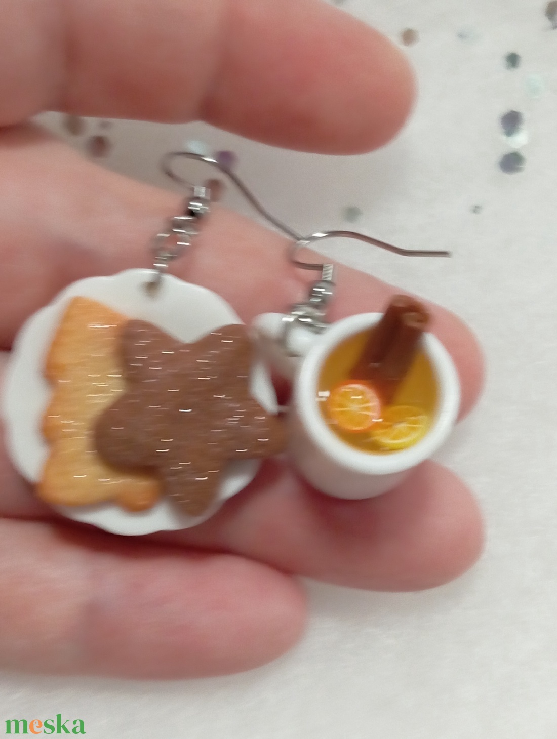 Linzeres Karácsonyi reggeli fülbevaló   - ékszer - fülbevaló - lógó fülbevaló - Meska.hu