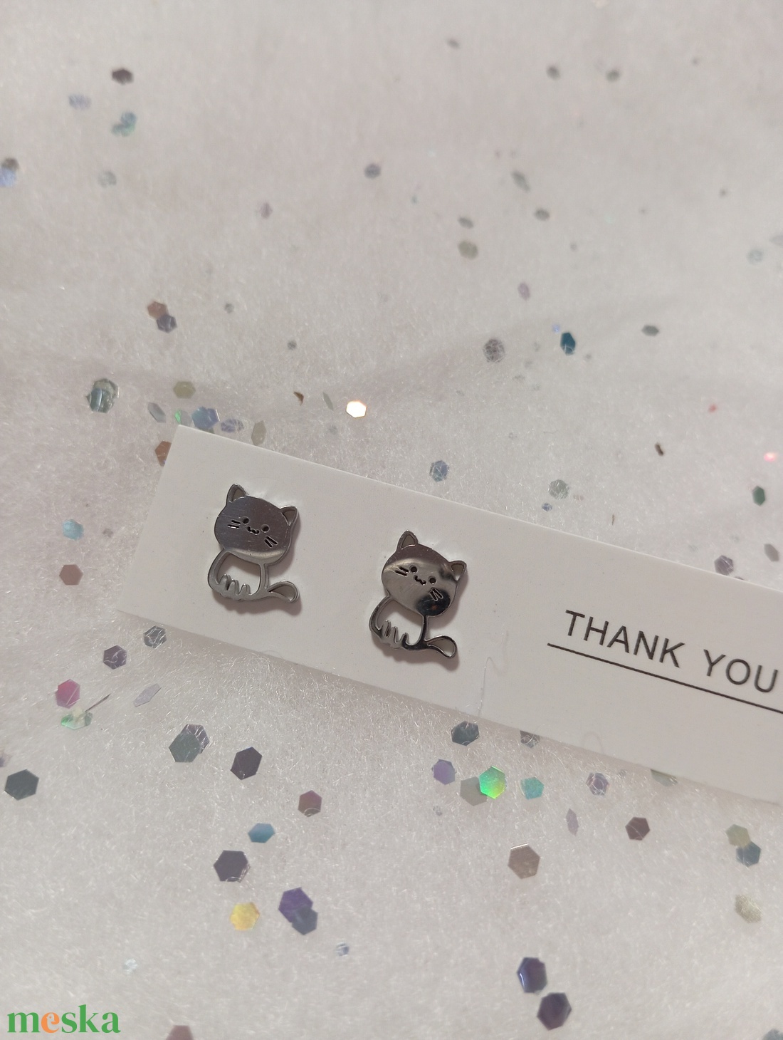 Nemesacél Cica  bedugós fülbevaló kávé bögre  - ékszer - fülbevaló - pötty fülbevaló - Meska.hu