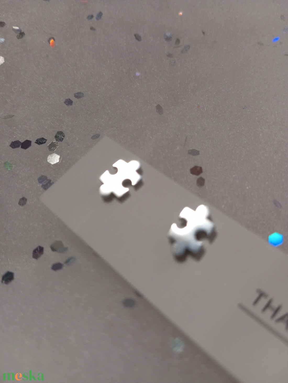 Nemesacél Pici  puzzle bedugós fülbevaló   - ékszer - fülbevaló - pötty fülbevaló - Meska.hu