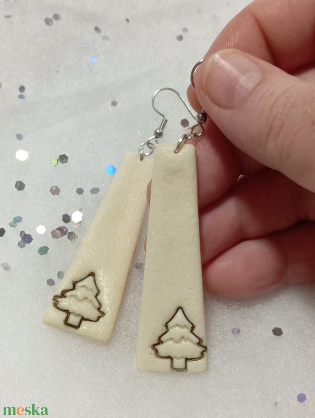 Elegáns Ünnepi minimalista   fülbevaló   - ékszer - fülbevaló - lógó fülbevaló - Meska.hu