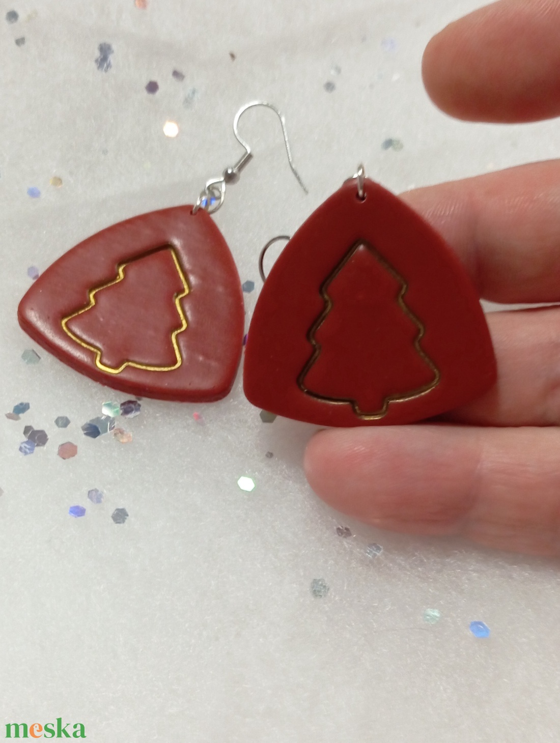 Elegáns Bordó Ünnep minimalista   fülbevaló   - ékszer - fülbevaló - lógó fülbevaló - Meska.hu