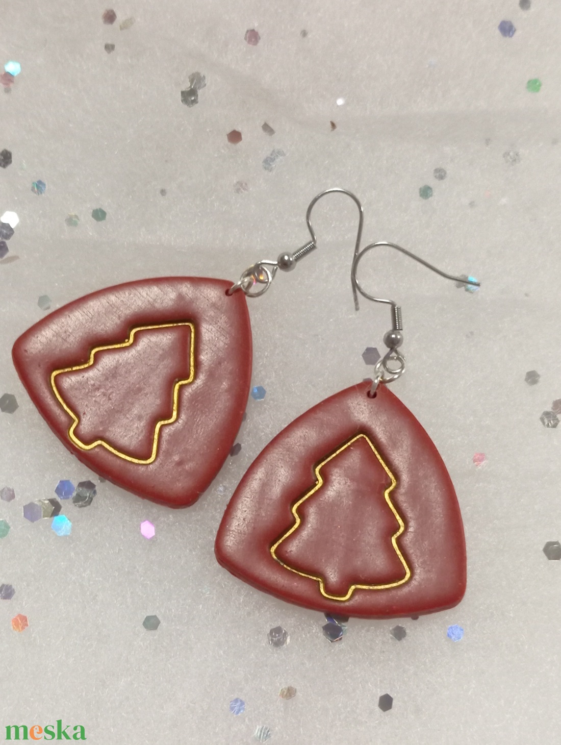 Elegáns Bordó Ünnep minimalista   fülbevaló   - ékszer - fülbevaló - lógó fülbevaló - Meska.hu