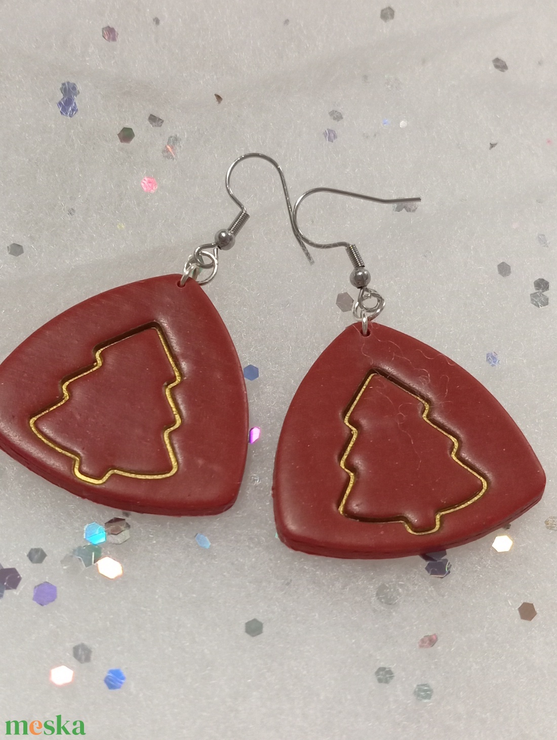 Elegáns Bordó Ünnep minimalista   fülbevaló   - ékszer - fülbevaló - lógó fülbevaló - Meska.hu