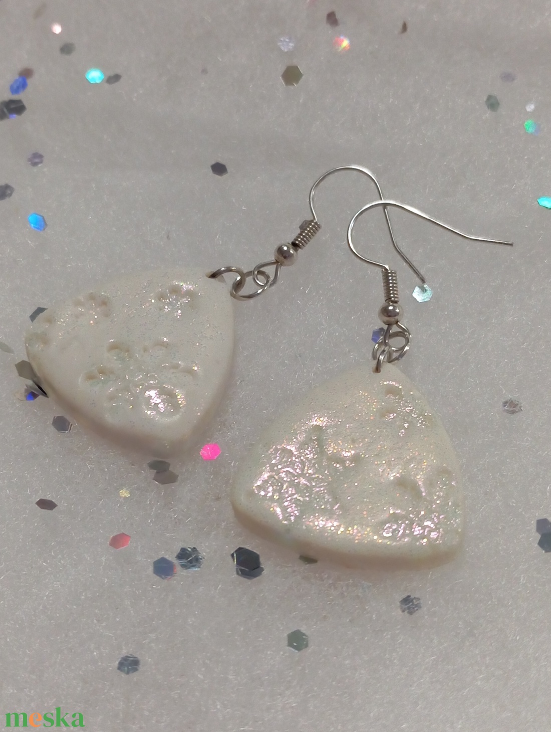 Elegáns Szikrazó hó minimalista   fülbevaló   - ékszer - fülbevaló - lógó fülbevaló - Meska.hu