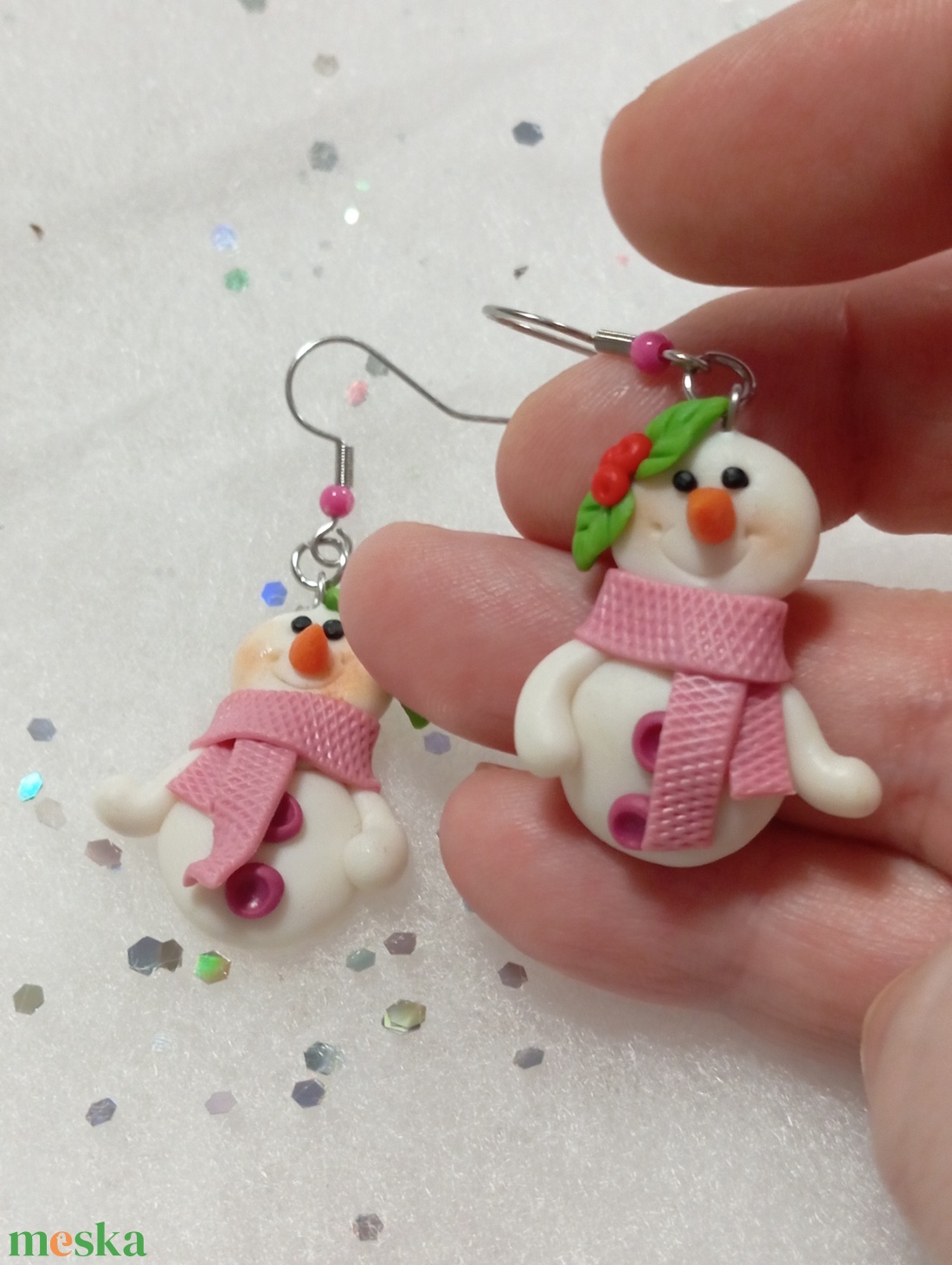 Cuki Hóemberke sállal fülbevaló   - ékszer - fülbevaló - lógó fülbevaló - Meska.hu