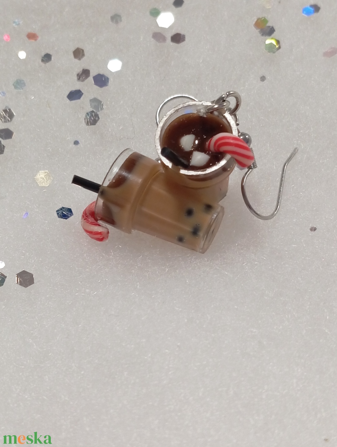 Karácsonyi Bubi kávé fülbevaló   - ékszer - fülbevaló - lógó fülbevaló - Meska.hu