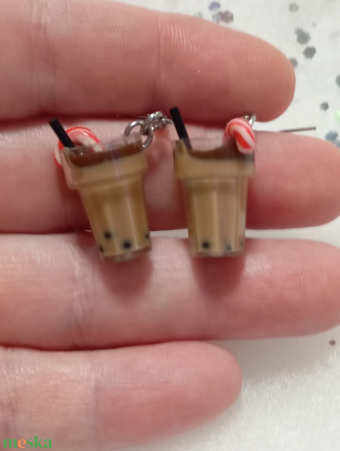 Karácsonyi Bubi kávé fülbevaló   - ékszer - fülbevaló - lógó fülbevaló - Meska.hu