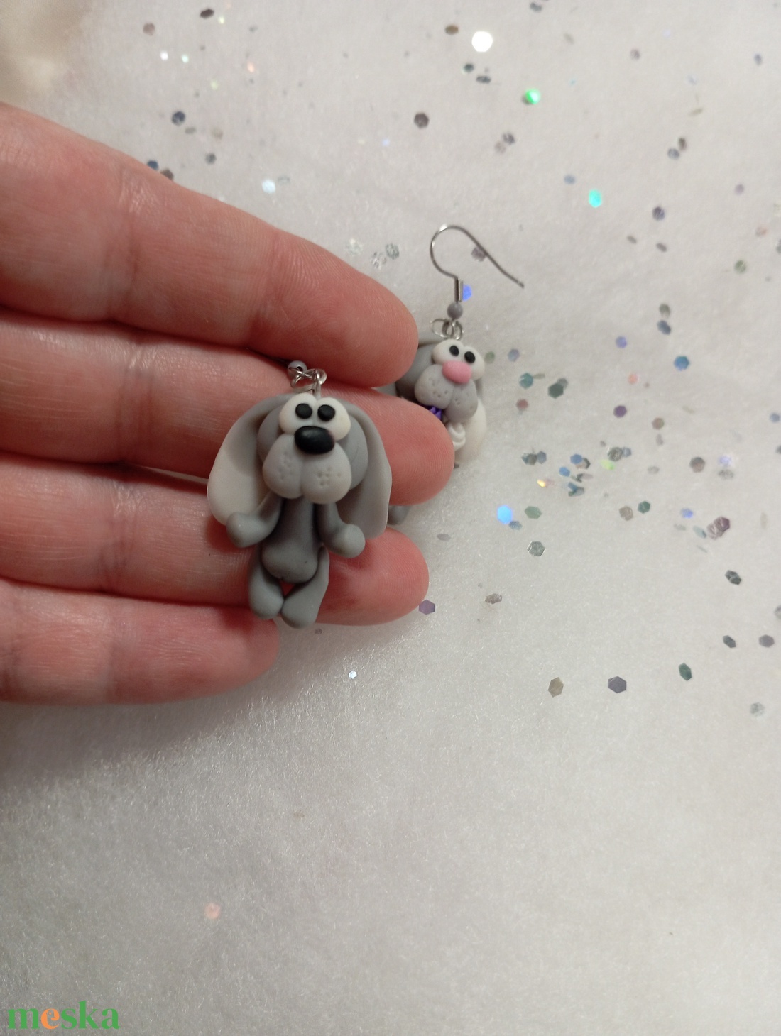 Nyuszi pár  fülbevaló  - ékszer - fülbevaló - lógó fülbevaló - Meska.hu