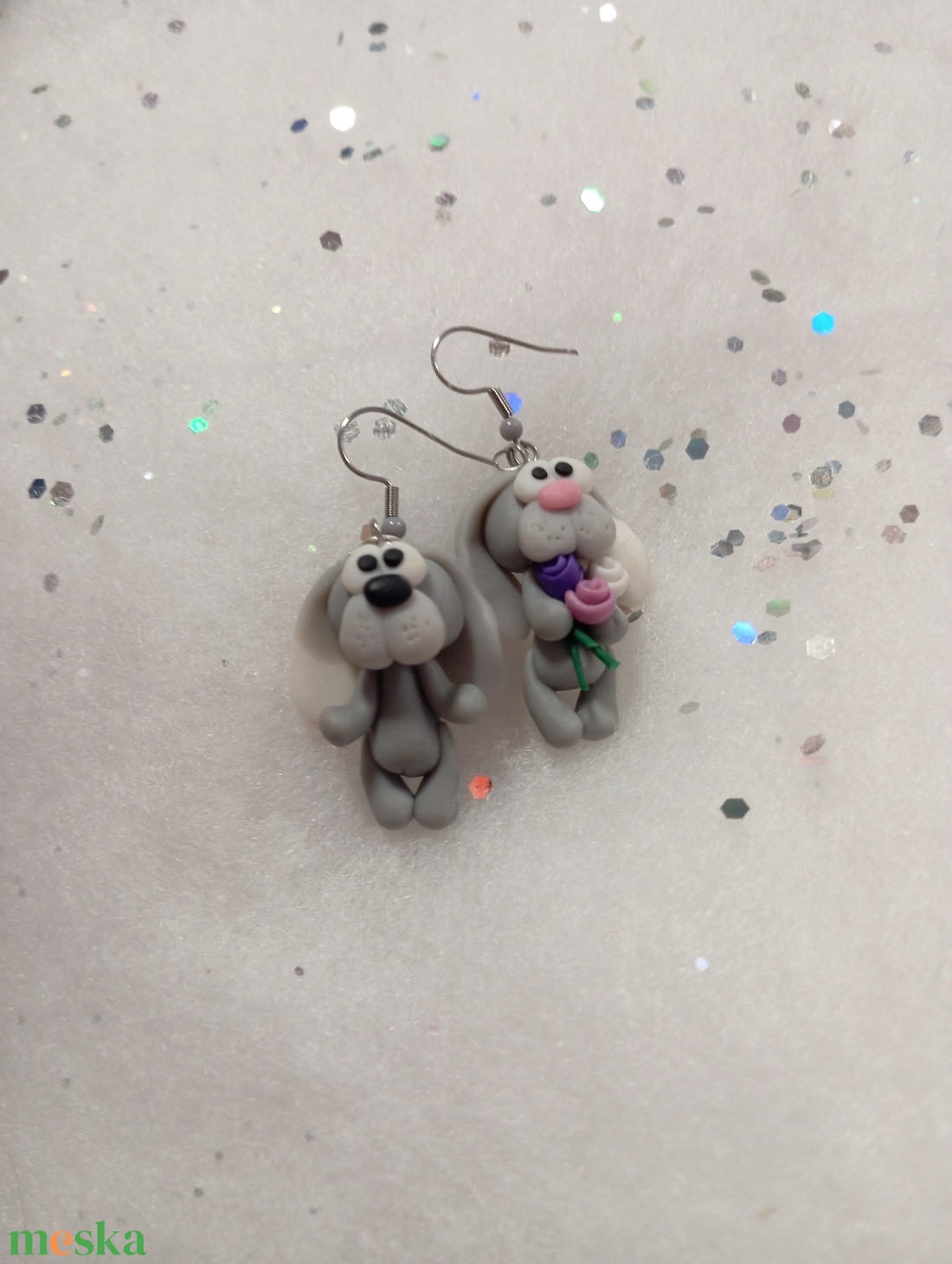 Nyuszi pár  fülbevaló  - ékszer - fülbevaló - lógó fülbevaló - Meska.hu