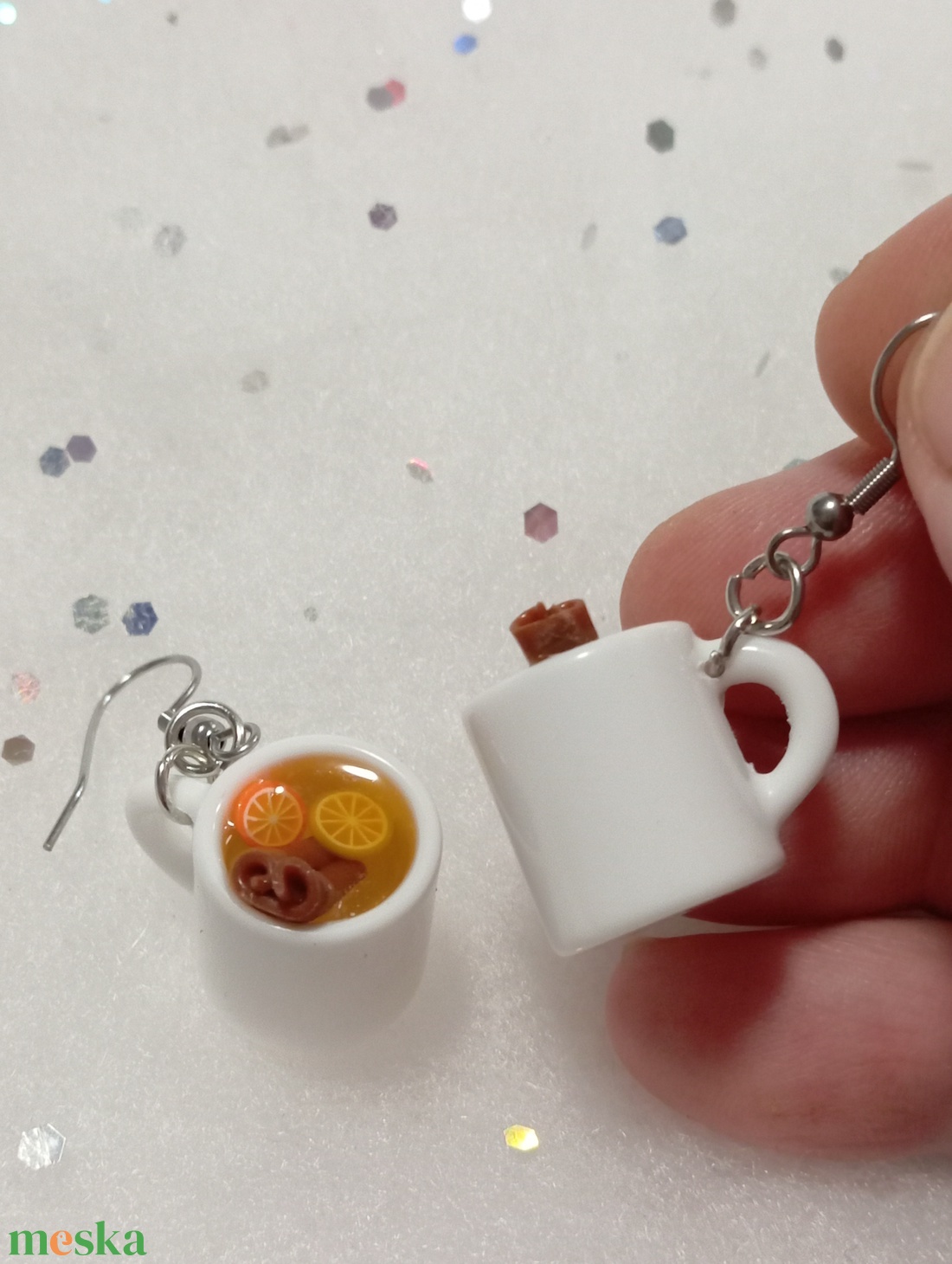 Forró mézes citromos tea fülbevaló   - ékszer - fülbevaló - lógó fülbevaló - Meska.hu