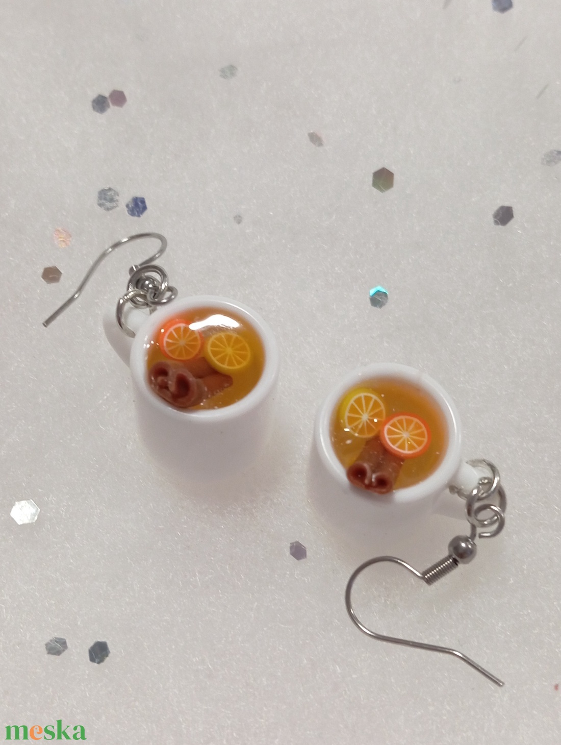 Forró mézes citromos tea fülbevaló   - ékszer - fülbevaló - lógó fülbevaló - Meska.hu