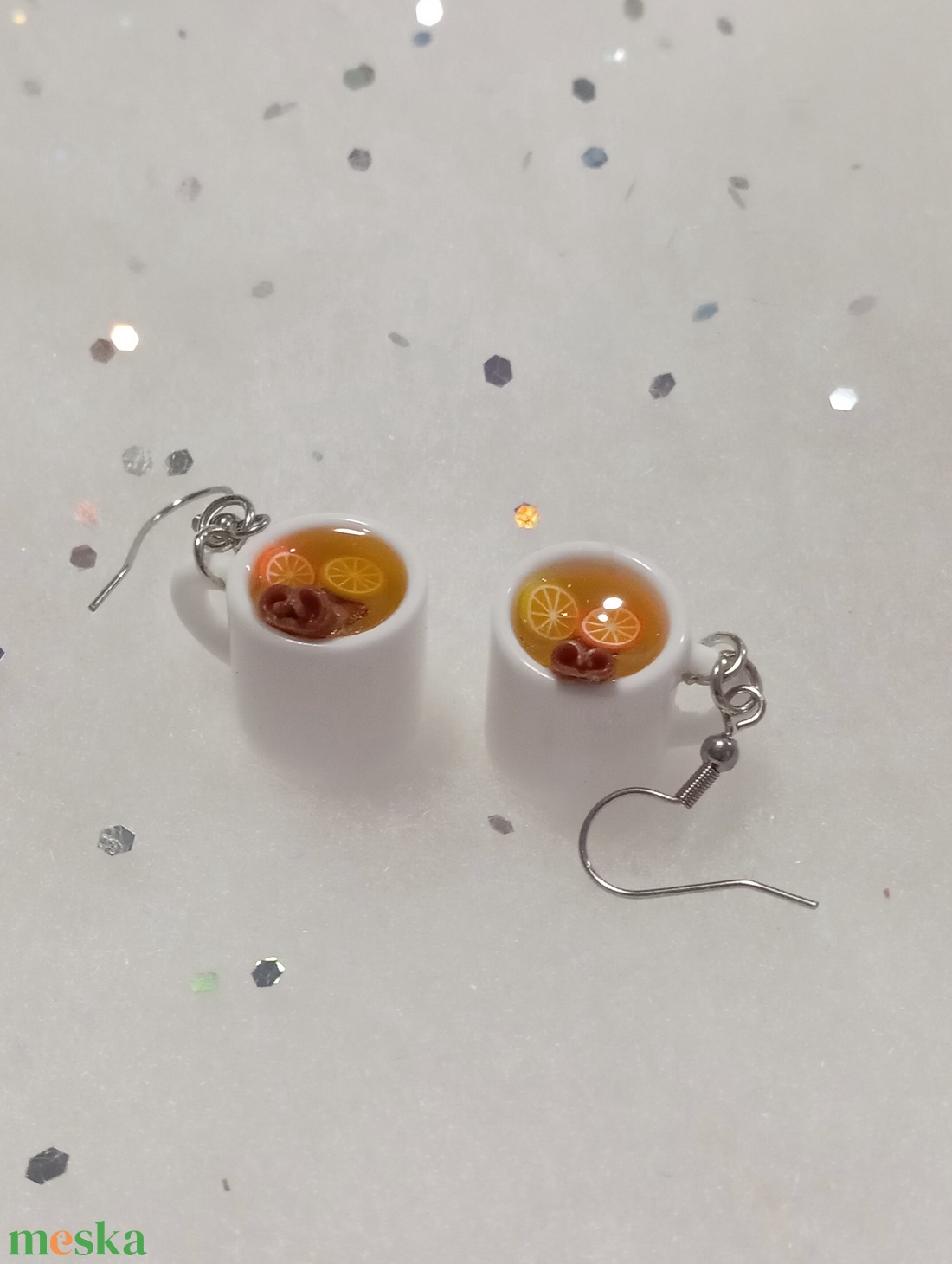 Forró mézes citromos tea fülbevaló   - ékszer - fülbevaló - lógó fülbevaló - Meska.hu