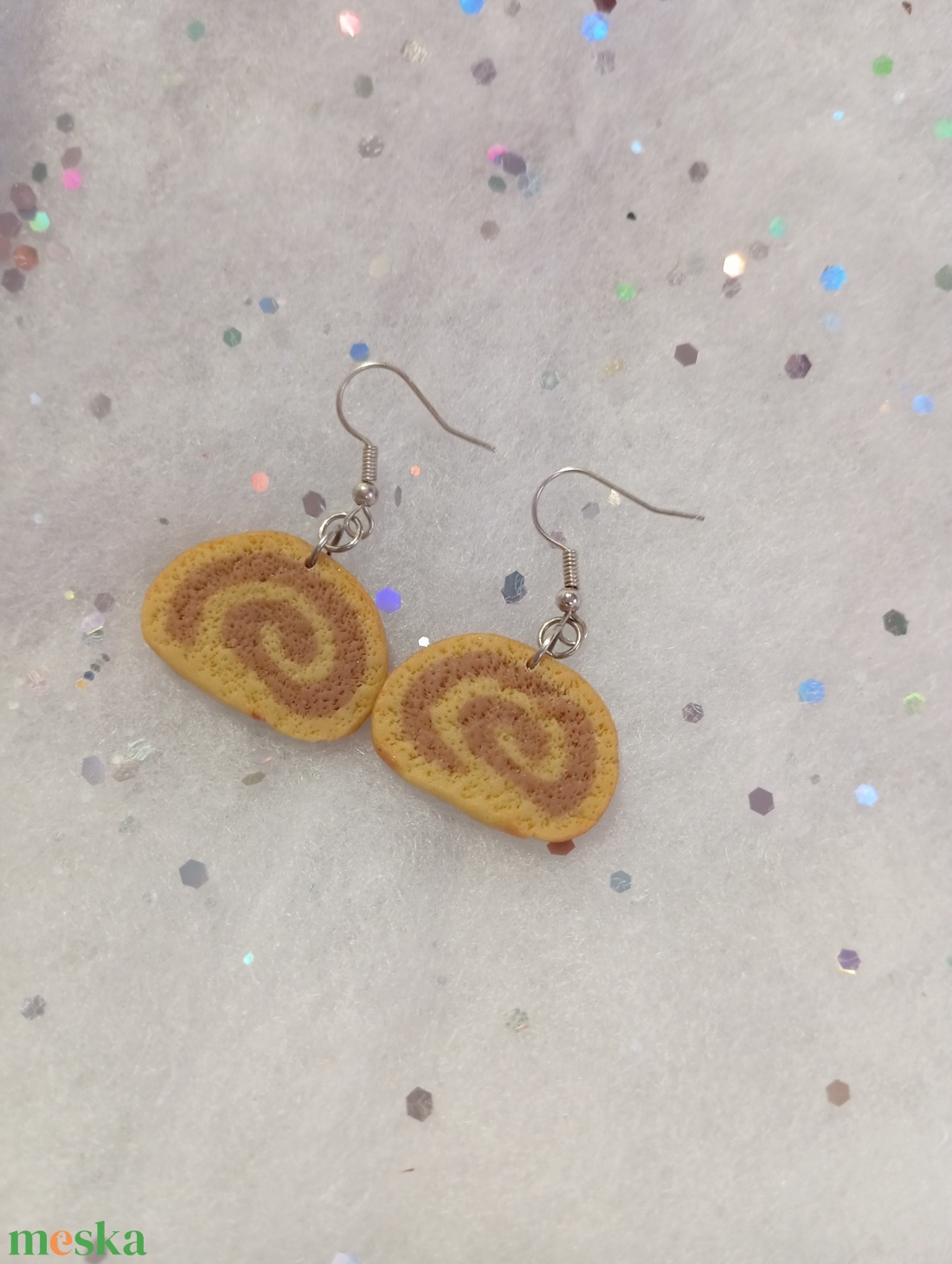 Szeletelt  Diós  Bejgli  fülbevaló   - ékszer - fülbevaló - lógó fülbevaló - Meska.hu