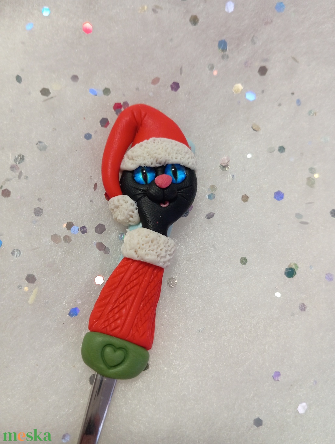 Fekete cica teáskanál kávéskanál - otthon & életmód - konyhafelszerelés, tálalás - tálalás - bögre & csésze - Meska.hu