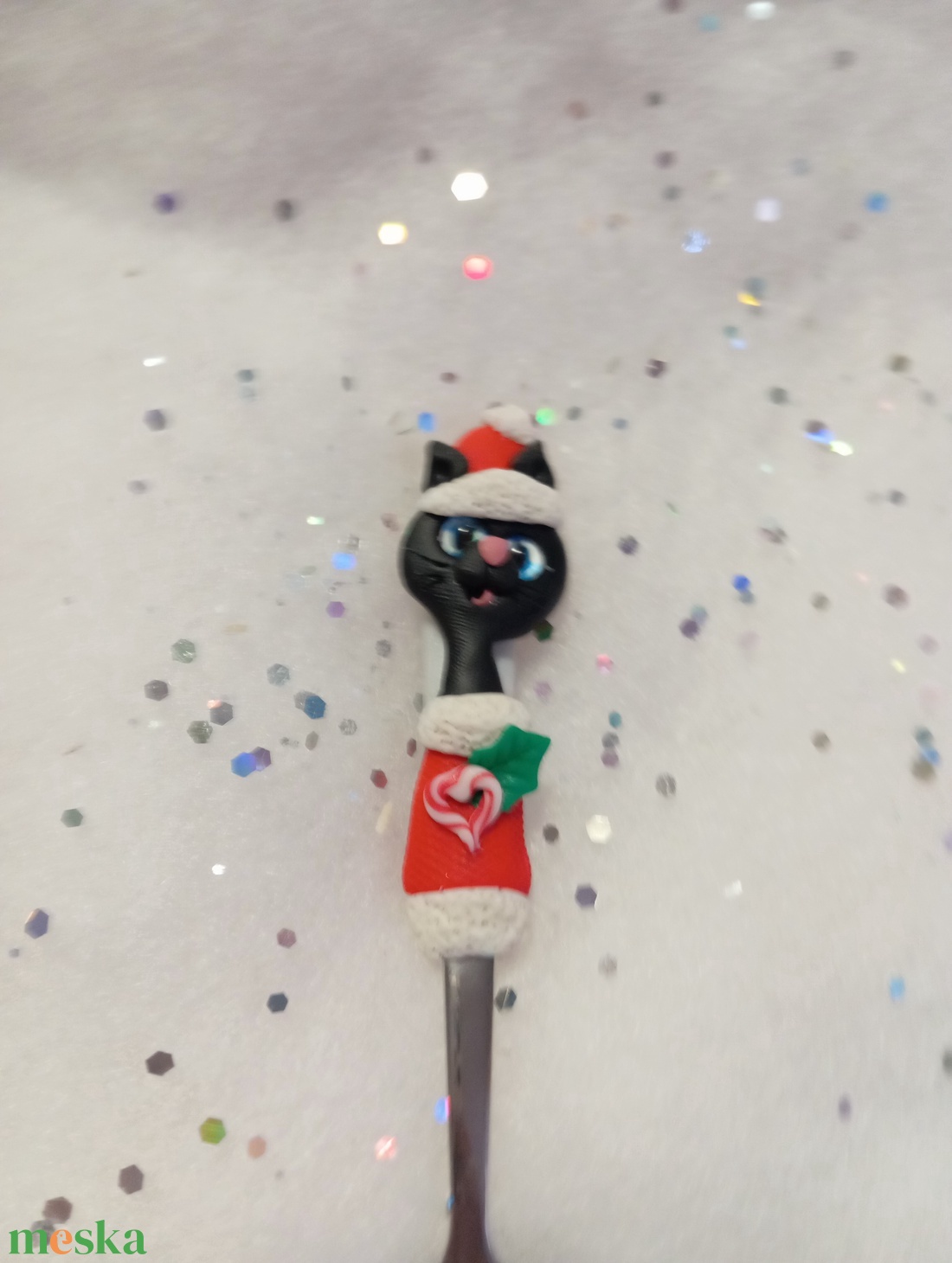 Fekete cica teáskanál kávéskanál - otthon & életmód - konyhafelszerelés, tálalás - tálalás - bögre & csésze - Meska.hu